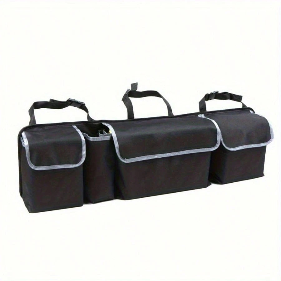Car Trunk Storage Bag, Large Car Rear Seat Hanging Storage Bag, Adjustable Straps, Waterproof Folding Storage Bag, With 4 Pockets Multifunctional Storage Bag, Sturdy And Durable, Universal Car Models