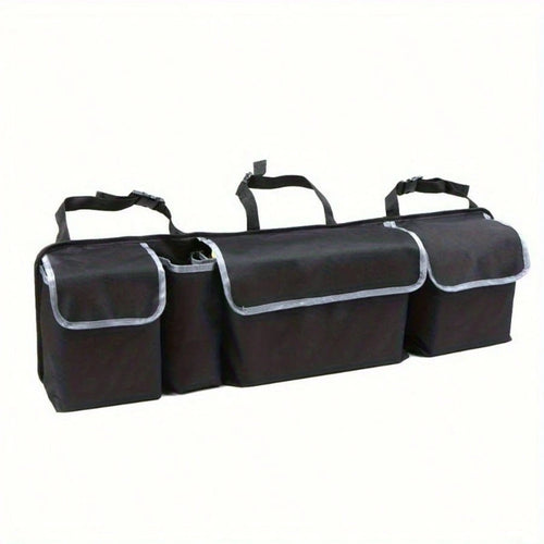 Car Trunk Storage Bag, Large Car Rear Seat Hanging Storage Bag, Adjustable Straps, Waterproof Folding Storage Bag, With 4 Pockets Multifunctional Storage Bag, Sturdy And Durable, Universal Car Models