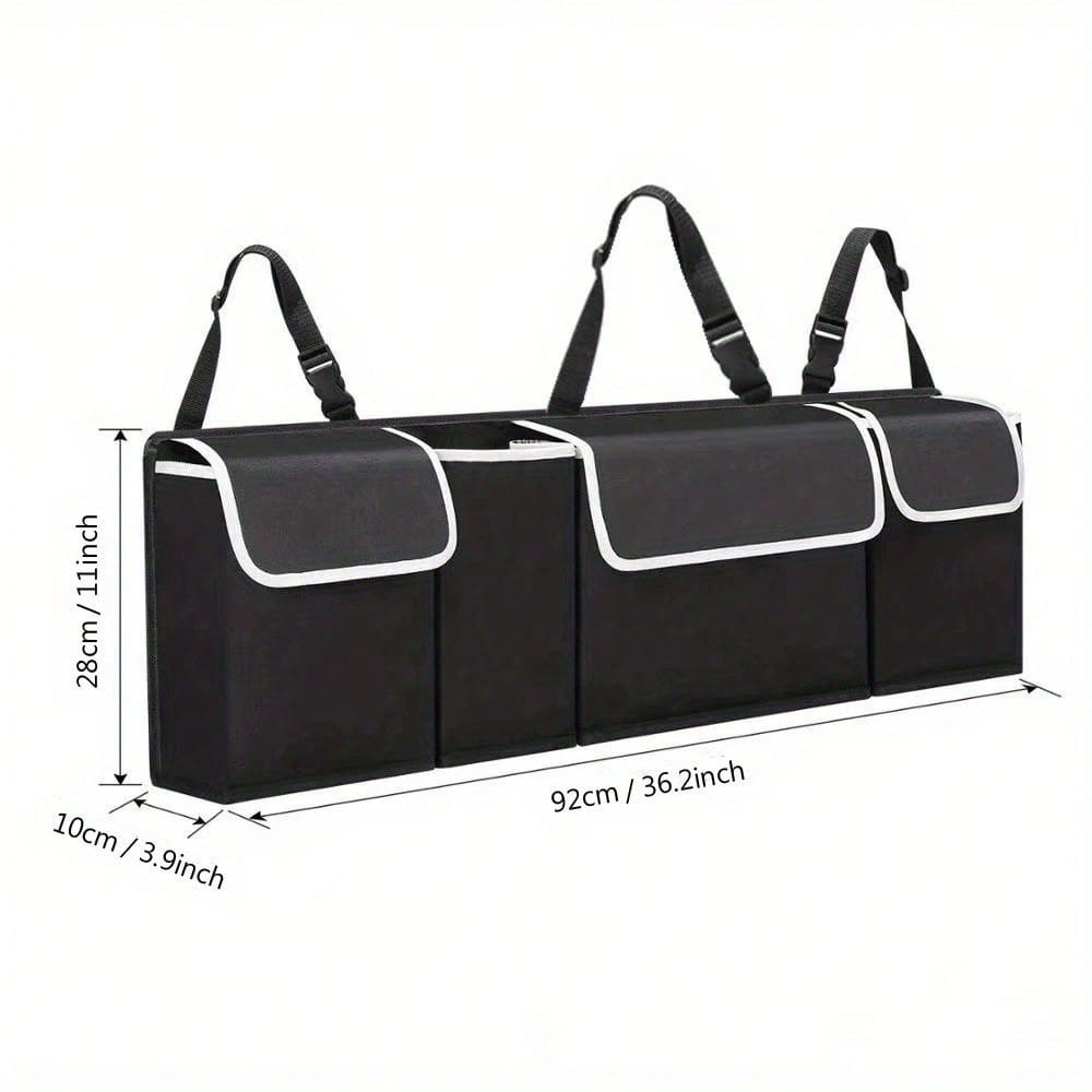 Car Trunk Storage Bag, Large Car Rear Seat Hanging Storage Bag, Adjustable Straps, Waterproof Folding Storage Bag, With 4 Pockets Multifunctional Storage Bag, Sturdy And Durable, Universal Car Models