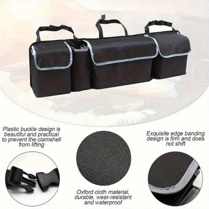 Car Trunk Storage Bag, Large Car Rear Seat Hanging Storage Bag, Adjustable Straps, Waterproof Folding Storage Bag, With 4 Pockets Multifunctional Storage Bag, Sturdy And Durable, Universal Car Models