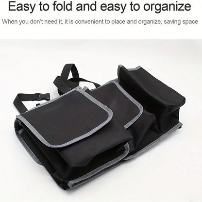 Car Trunk Storage Bag, Large Car Rear Seat Hanging Storage Bag, Adjustable Straps, Waterproof Folding Storage Bag, With 4 Pockets Multifunctional Storage Bag, Sturdy And Durable, Universal Car Models