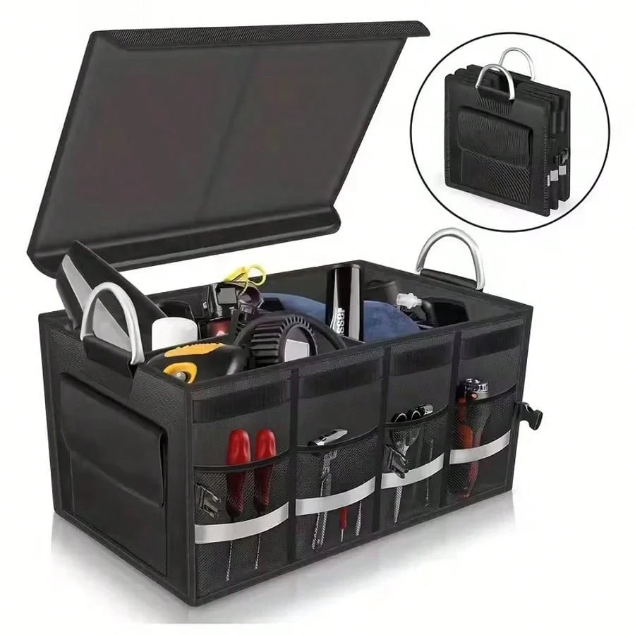Car Trunk Storage Box- Portable Large Capacity Foldable Storage Bin Car Storage Box, Foldable Car Storage Bin, Rear Car Storage Bin