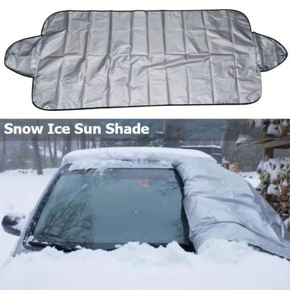 Car Windshield Snow Ice Cover Sun Shade Protector, All Season Dual Function Windshield Frost Guard With Silver Reflective Aluminum Foil Material, Thickened Waterproof Fabric Blocks Heavy Snow,Thick Ic