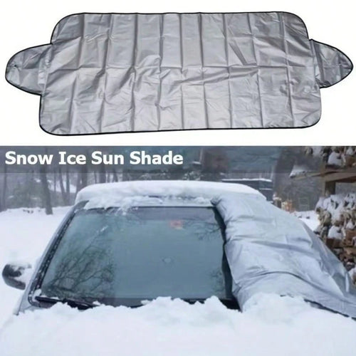 Car Windshield Snow Ice Cover Sun Shade Protector, All Season Dual Function Windshield Frost Guard With Silver Reflective Aluminum Foil Material, Thickened Waterproof Fabric Blocks Heavy Snow,Thick Ic