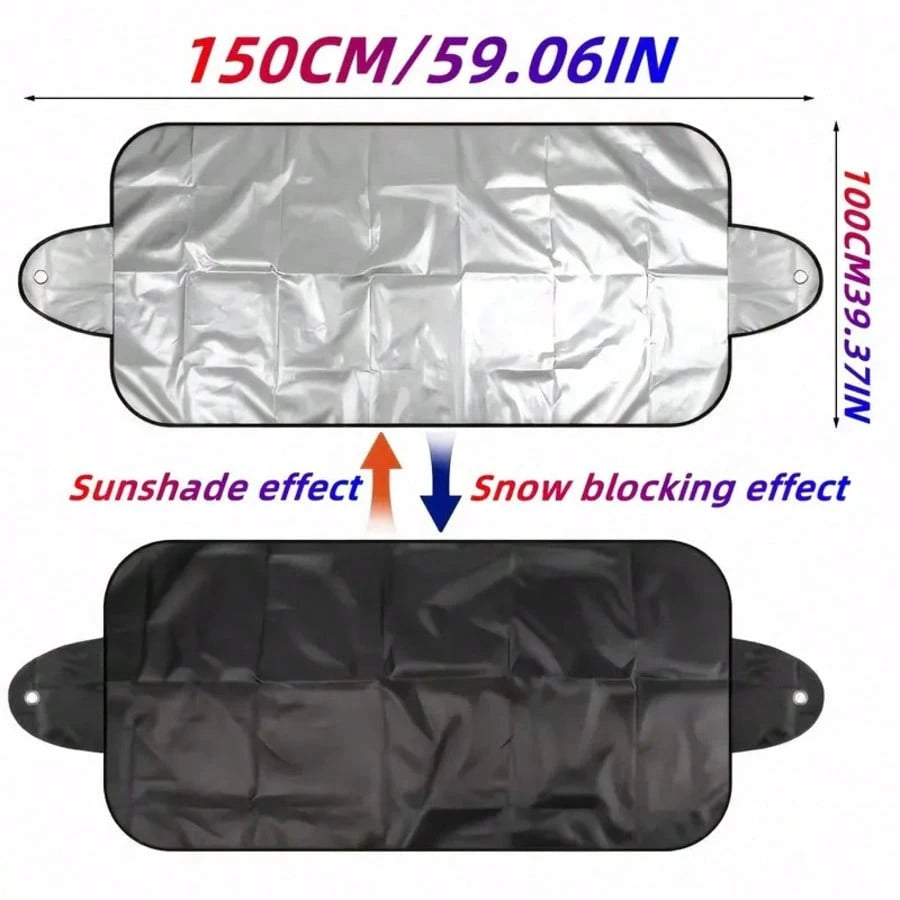 Car Windshield Snow Ice Cover Sun Shade Protector, All Season Dual Function Windshield Frost Guard With Silver Reflective Aluminum Foil Material, Thickened Waterproof Fabric Blocks Heavy Snow,Thick Ic