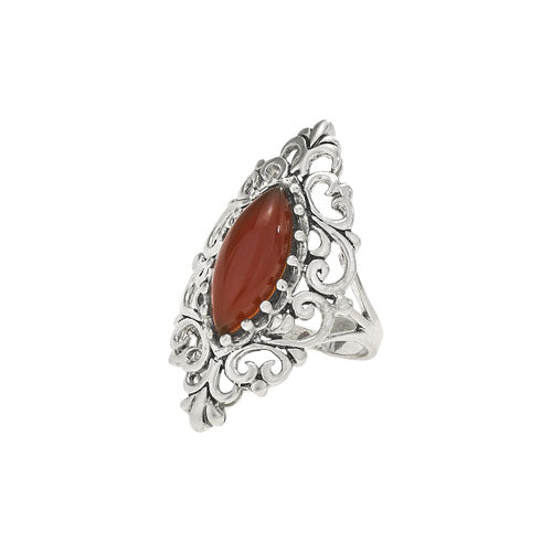 Carnelian Scroll Silver Ring