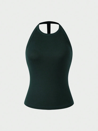 Casual Home Daily Versatile Fashion Solid Color Backless Slimming Camisole Tank Top Outdoor Vacation Beach Party Casual Blouses For Women, Summer Tops, Vacation Outfits For Women, Going Out Tops For W