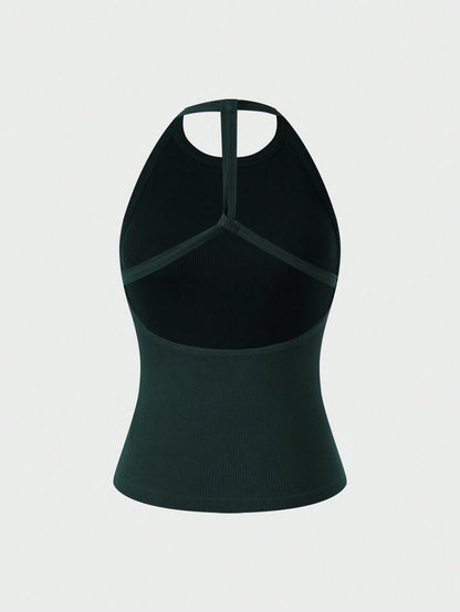 Casual Home Daily Versatile Fashion Solid Color Backless Slimming Camisole Tank Top Outdoor Vacation Beach Party Casual Blouses For Women, Summer Tops, Vacation Outfits For Women, Going Out Tops For W
