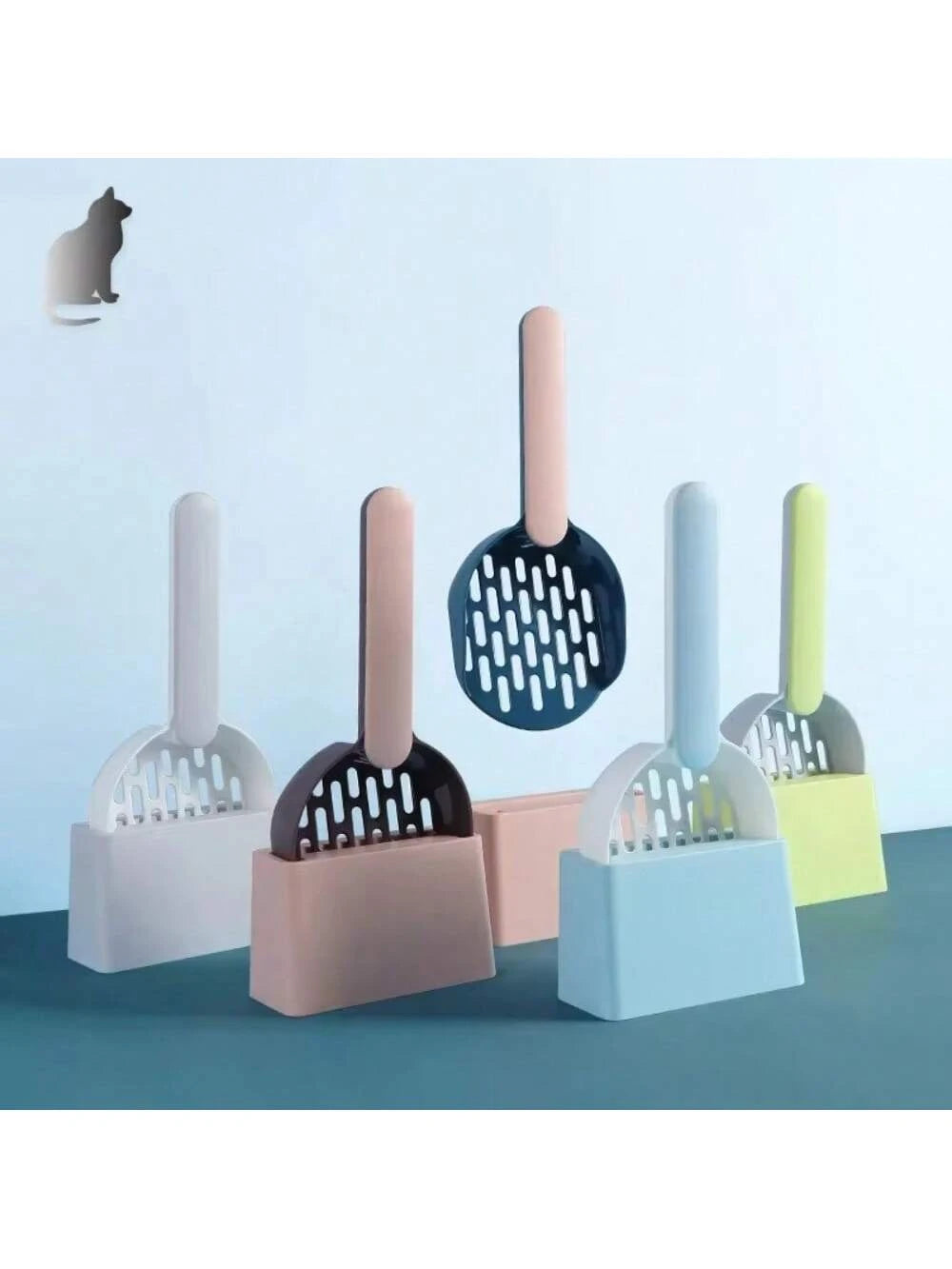 Cat Litter Scoop Plastic Cat Litter Shovel With Base Self Cleaning Cat Litter Box Shovel Kitten Toilet Clean Tools Cat Supplies