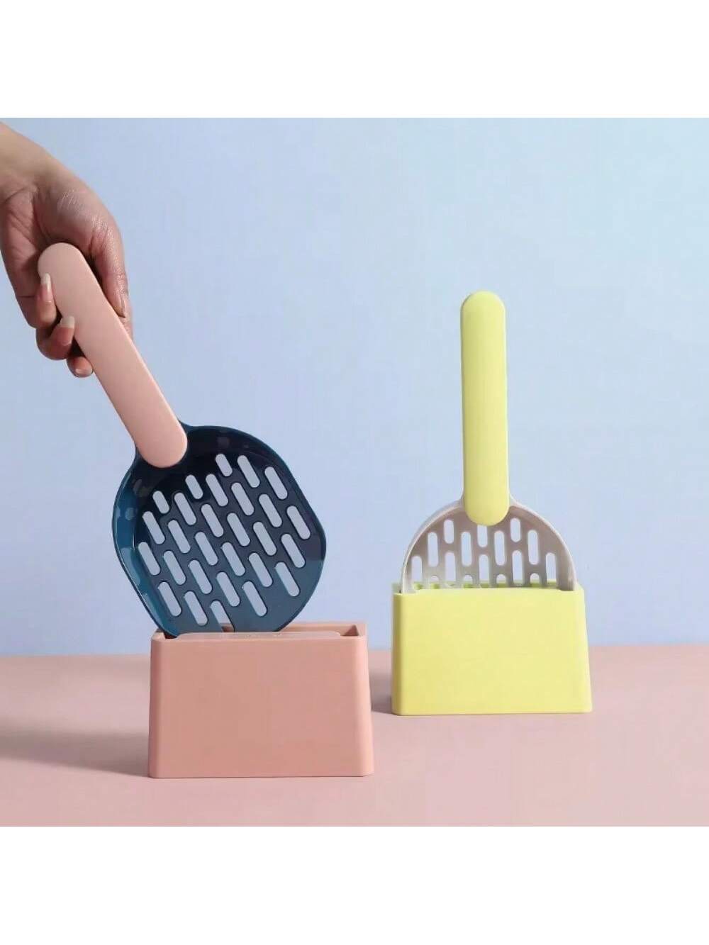 Cat Litter Scoop Plastic Cat Litter Shovel With Base Self Cleaning Cat Litter Box Shovel Kitten Toilet Clean Tools Cat Supplies