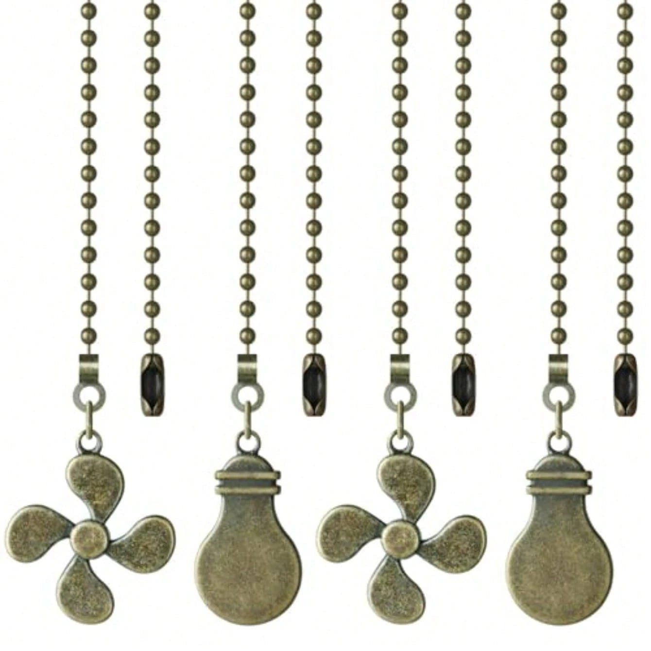 Ceiling Fan Pull Chain, 4 Pack Bulb And Fan Pull Chain Extension Ornaments, 12 Inch Ball Beads Decorative Fan Pull Extenders With Connector For Ceiling Fan Light And Lamp Bronze