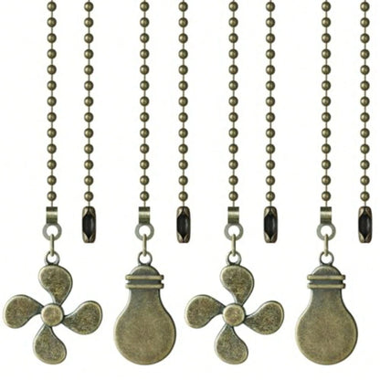 Ceiling Fan Pull Chain, 4 Pack Bulb And Fan Pull Chain Extension Ornaments, 12 Inch Ball Beads Decorative Fan Pull Extenders With Connector For Ceiling Fan Light And Lamp Bronze