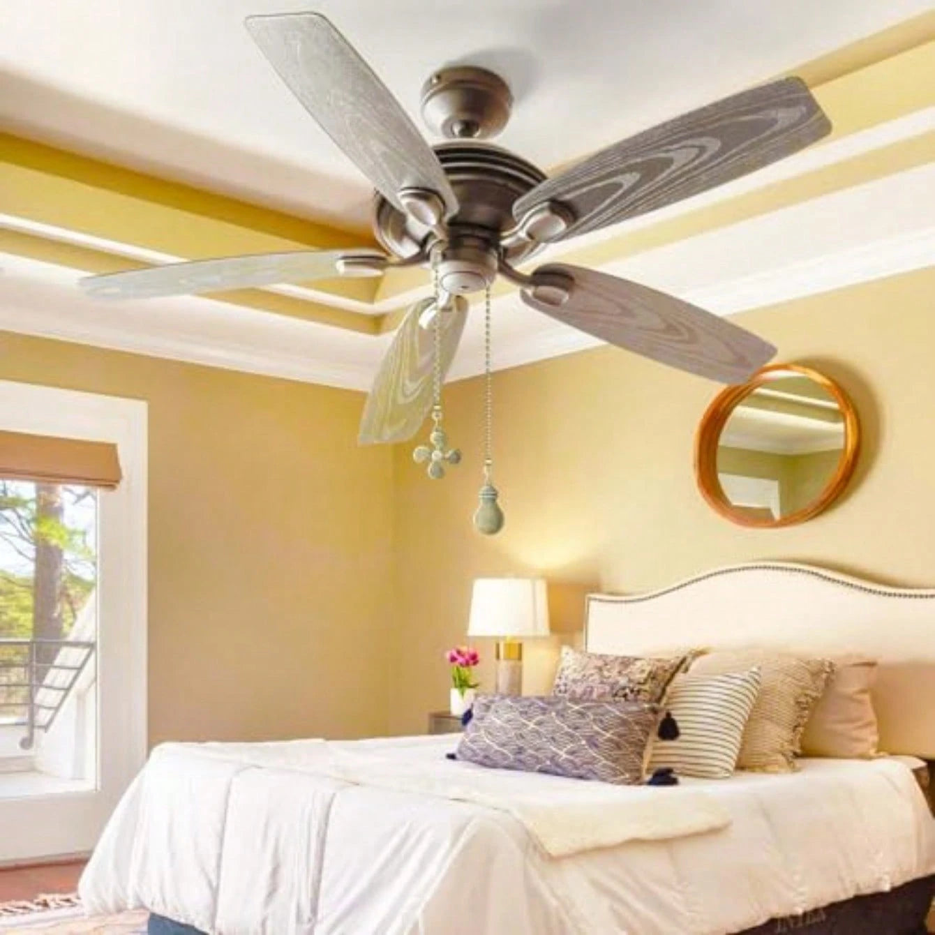 Ceiling Fan Pull Chain, 4 Pack Bulb And Fan Pull Chain Extension Ornaments, 12 Inch Ball Beads Decorative Fan Pull Extenders With Connector For Ceiling Fan Light And Lamp Bronze