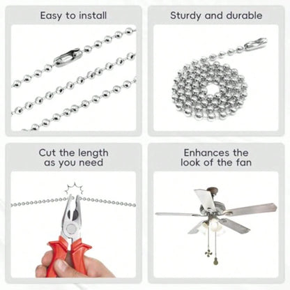 Ceiling Fan Pull Chain, 4 Pack Bulb And Fan Pull Chain Extension Ornaments, 12 Inch Ball Beads Decorative Fan Pull Extenders With Connector For Ceiling Fan Light And Lamp Bronze