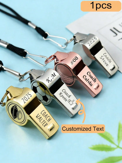 CFUNIQ Personalized Stainless Steel Whistle (With Lanyard), Gift For Football, Custom Engraved, Football/Basketball Whistle, Teacher Appreciation Gift. Party Games, Personalized, 2016, Father's Day