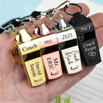 CFUNIQ Personalized Stainless Steel Whistle (With Lanyard), Gift For Football, Custom Engraved, Football/Basketball Whistle, Teacher Appreciation Gift. Party Games, Personalized, 2016, Father's Day
