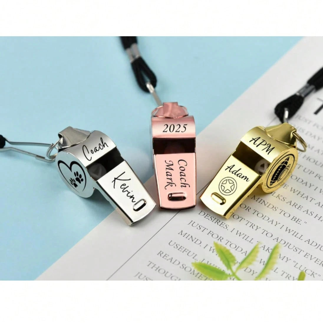 CFUNIQ Personalized Stainless Steel Whistle (With Lanyard), Gift For Football, Custom Engraved, Football/Basketball Whistle, Teacher Appreciation Gift. Party Games, Personalized, 2016, Father's Day