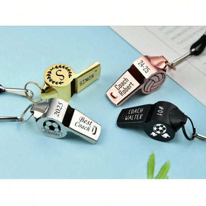 CFUNIQ Personalized Stainless Steel Whistle (With Lanyard), Gift For Football, Custom Engraved, Football/Basketball Whistle, Teacher Appreciation Gift. Party Games, Personalized, 2016, Father's Day