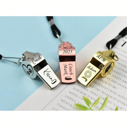 CFUNIQ Personalized Stainless Steel Whistle (With Lanyard), Gift For Football, Custom Engraved, Football/Basketball Whistle, Teacher Appreciation Gift. Party Games, Personalized, 2016, Father's Day