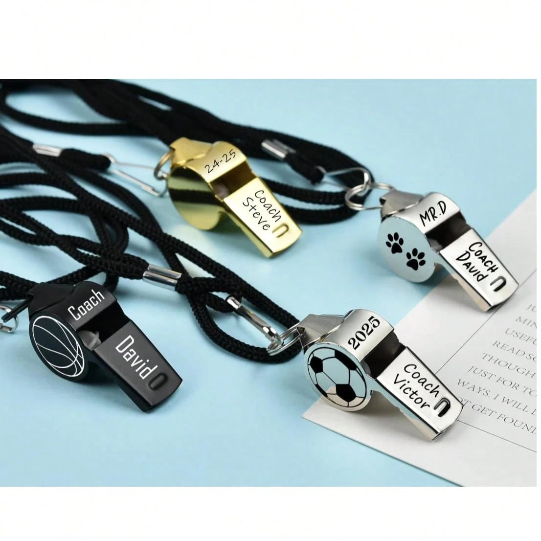 CFUNIQ Personalized Stainless Steel Whistle (With Lanyard), Gift For Football, Custom Engraved, Football/Basketball Whistle, Teacher Appreciation Gift. Party Games, Personalized, 2016, Father's Day