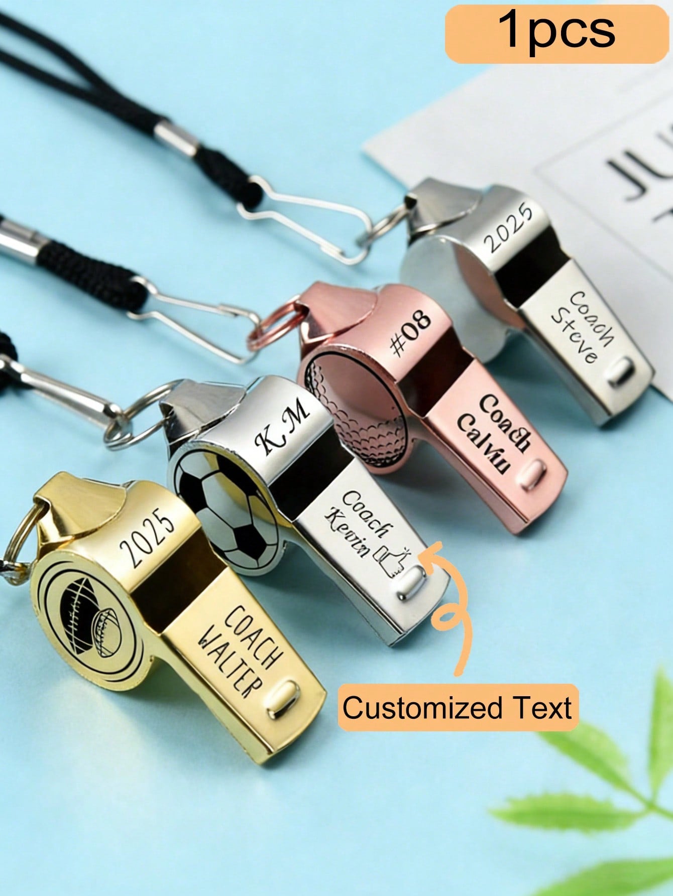 CFUNIQ Personalized Stainless Steel Whistle (With Lanyard), Gift For Football, Custom Engraved, Football/Basketball Whistle, Teacher Appreciation Gift. Party Games, Personalized, 2016, Father's Day