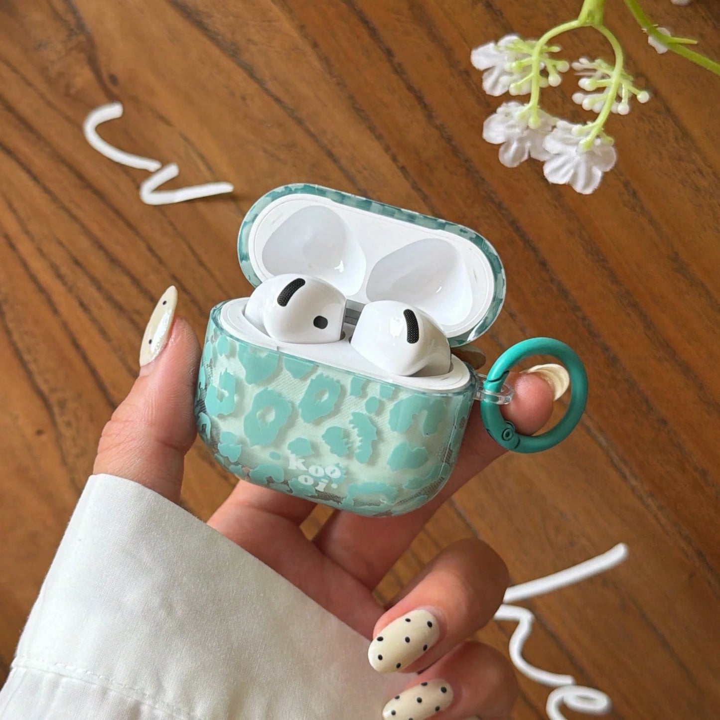 Cheetah,Leopard Print Minimalist Transparent Green Leopard Print Hanging Ring Earphone Case Compatible With Airpods Pro 2, Cute Apple 4 Minimalist 3 New 1/2 Generation Women Earphone Case