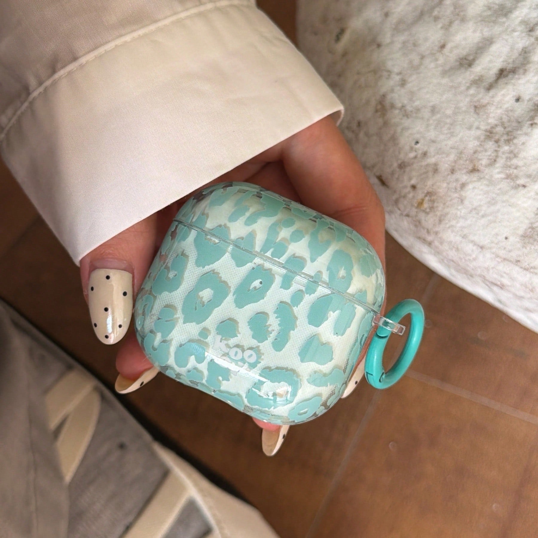 Cheetah,Leopard Print Minimalist Transparent Green Leopard Print Hanging Ring Earphone Case Compatible With Airpods Pro 2, Cute Apple 4 Minimalist 3 New 1/2 Generation Women Earphone Case