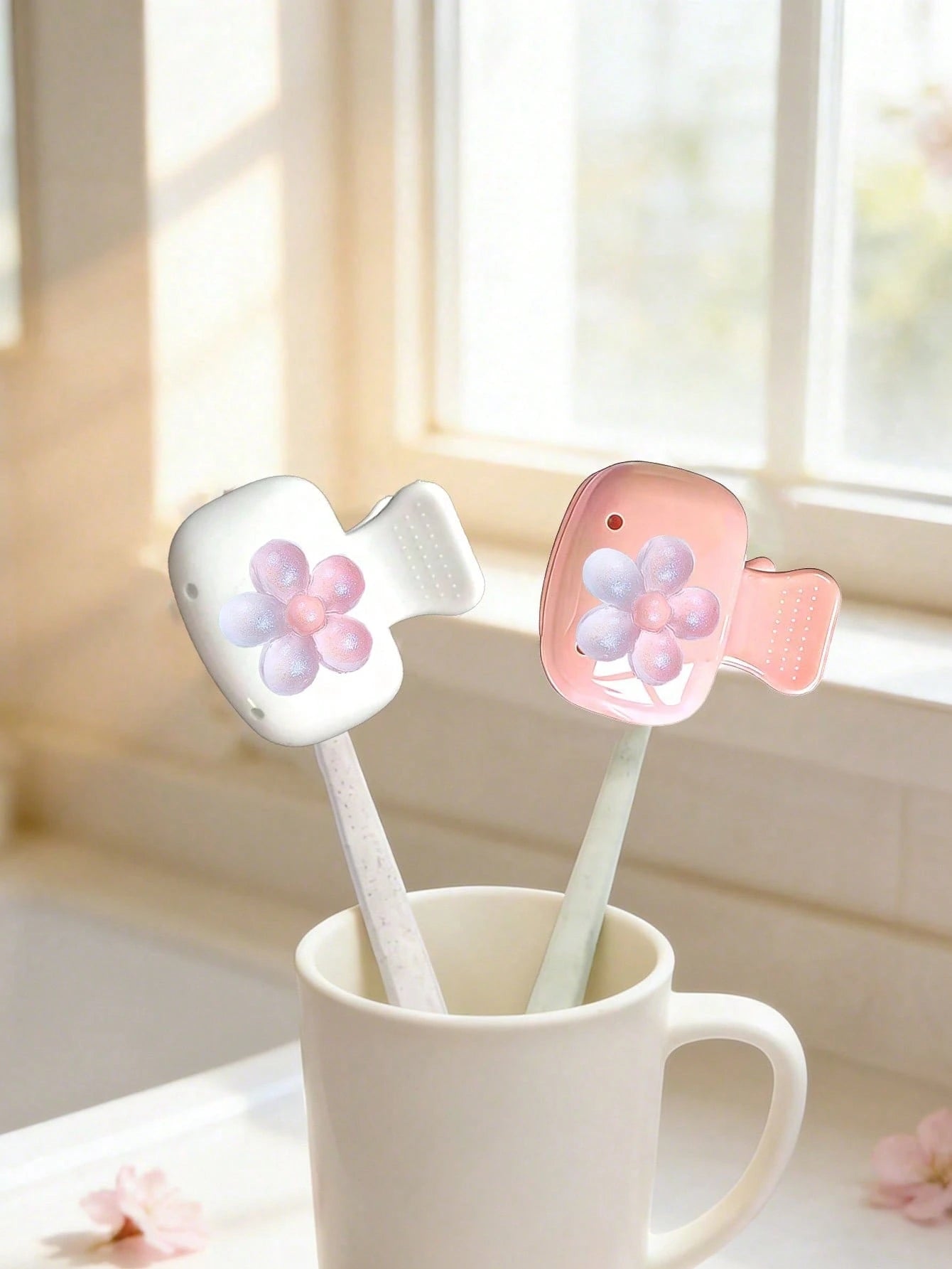 Cherry Blossom Pattern Portable Toothbrush Cover, Transparent Travel Toothbrush Storage Box, Toothbrush Head Protective Clip, Toothbrush Storage Clip, Toothbrush Dust-Proof Protective Sleeve, Perfect