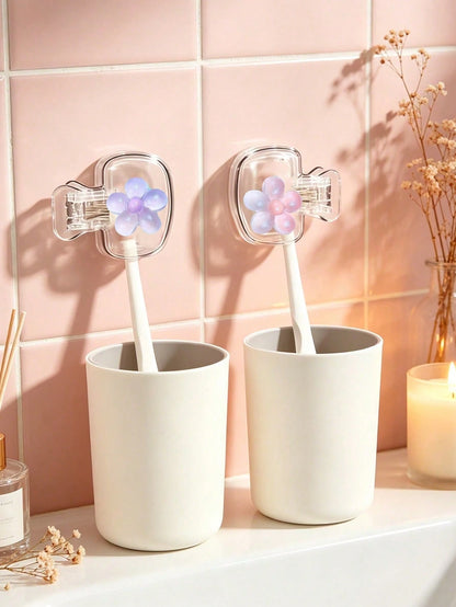 Cherry Blossom Pattern Portable Toothbrush Cover, Transparent Travel Toothbrush Storage Box, Toothbrush Head Protective Clip, Toothbrush Storage Clip, Toothbrush Dust-Proof Protective Sleeve, Perfect