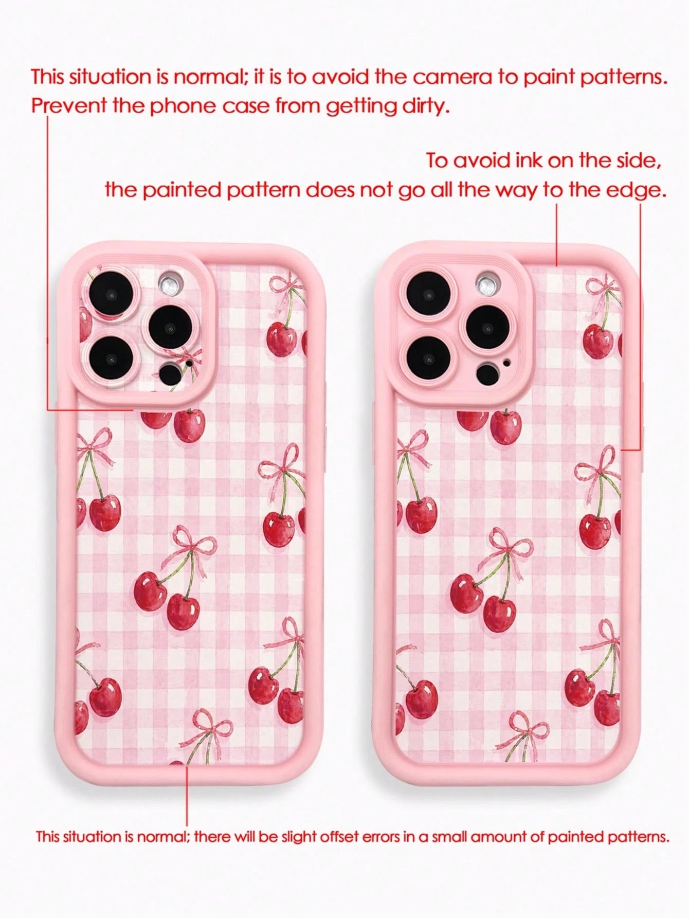 Cherry Painted Premium Grooved Skin-Feel Thick Anti-Drop Protective Phone Case Compatible With Ip 17 Ip 17pro Ip 17promax Ip 16 Ip 16pro Ip 16promax IPhone15 IPhone14XR/7/8 Painted Compatible With Ip