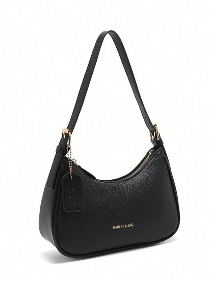 [Cherry Pendant] Black Square Bag, Fashionable Crescent Bag, Y2K Underarm Bag, New Shoulder Crossbody Bag, Versatile Women Handbag