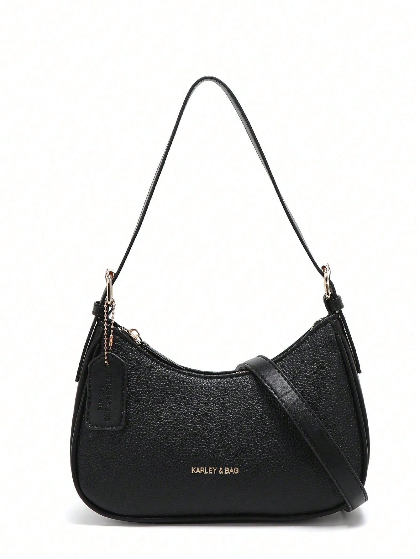 [Cherry Pendant] Black Square Bag, Fashionable Crescent Bag, Y2K Underarm Bag, New Shoulder Crossbody Bag, Versatile Women Handbag