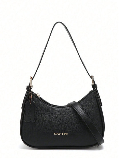 [Cherry Pendant] Black Square Bag, Fashionable Crescent Bag, Y2K Underarm Bag, New Shoulder Crossbody Bag, Versatile Women Handbag
