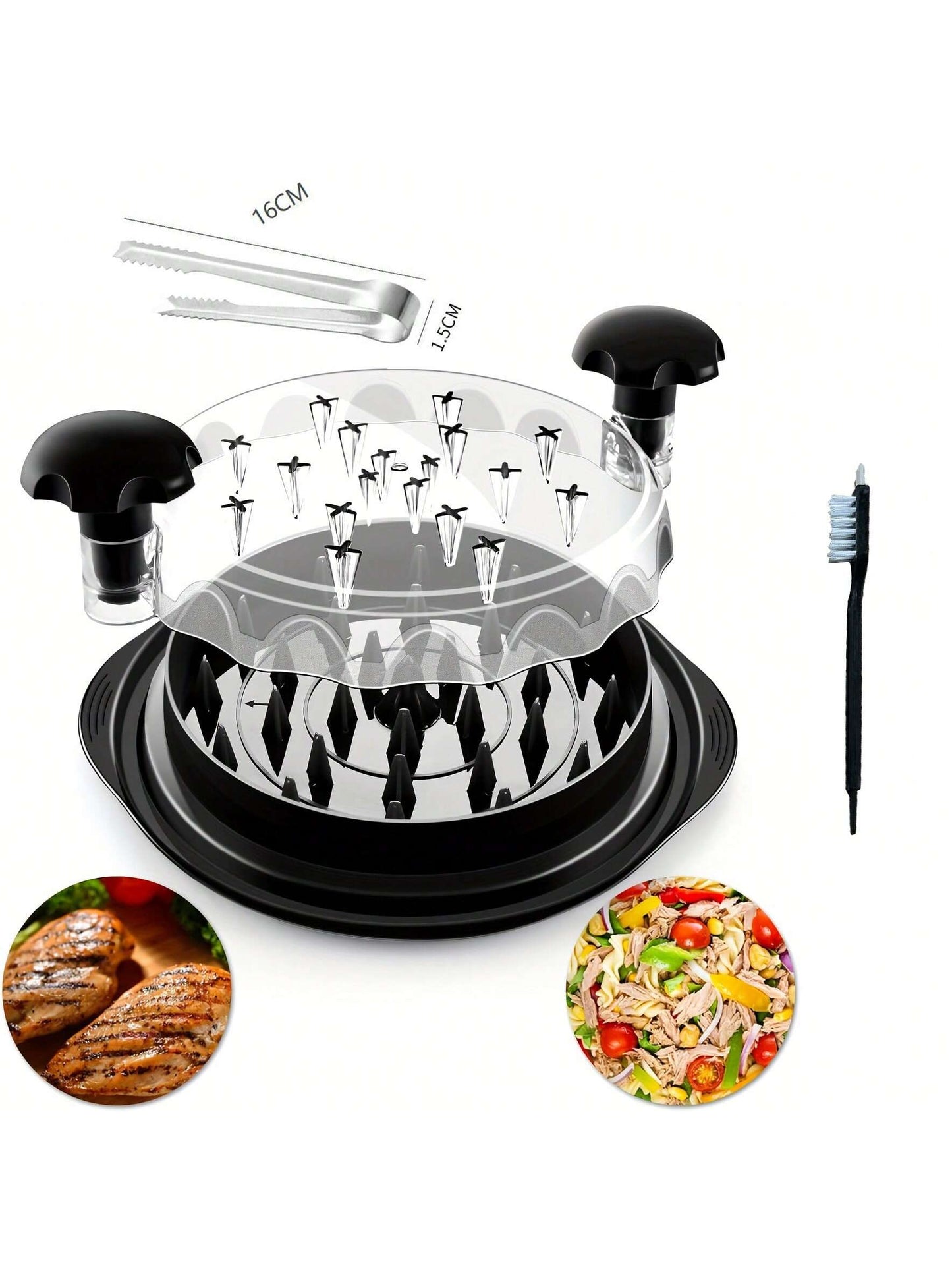 Chicken Shredder Large Chicken Breast Shredder Tool Twist With Anti-Slip Strip, Ergonomic Handle, Meat Shredder Tool Chicken Shredder Tool Twist With Heat Resistant Tong And Cleaning Brush