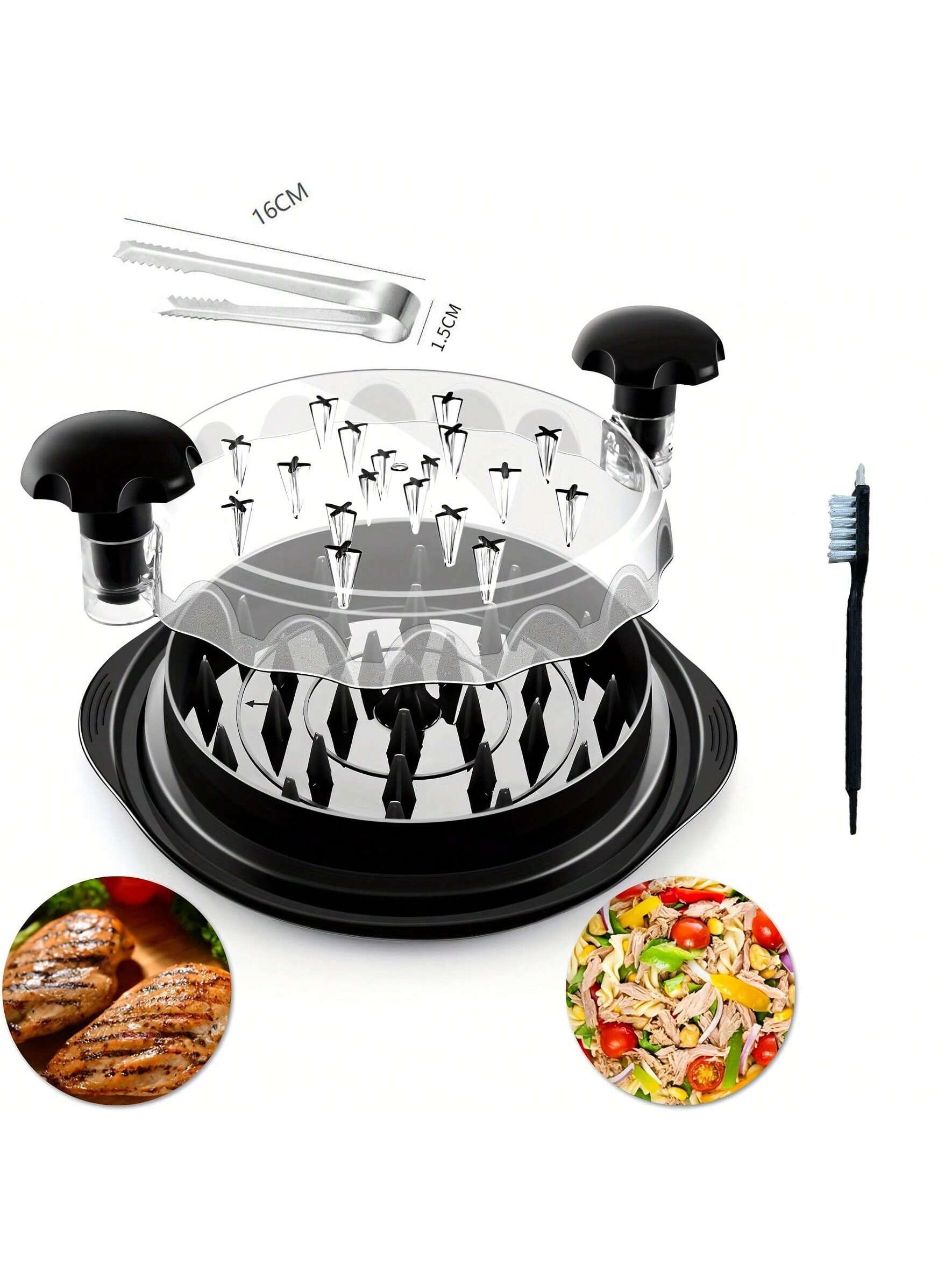 Chicken Shredder Large Chicken Breast Shredder Tool Twist With Anti-Slip Strip, Ergonomic Handle, Meat Shredder Tool Chicken Shredder Tool Twist With Heat Resistant Tong And Cleaning Brush