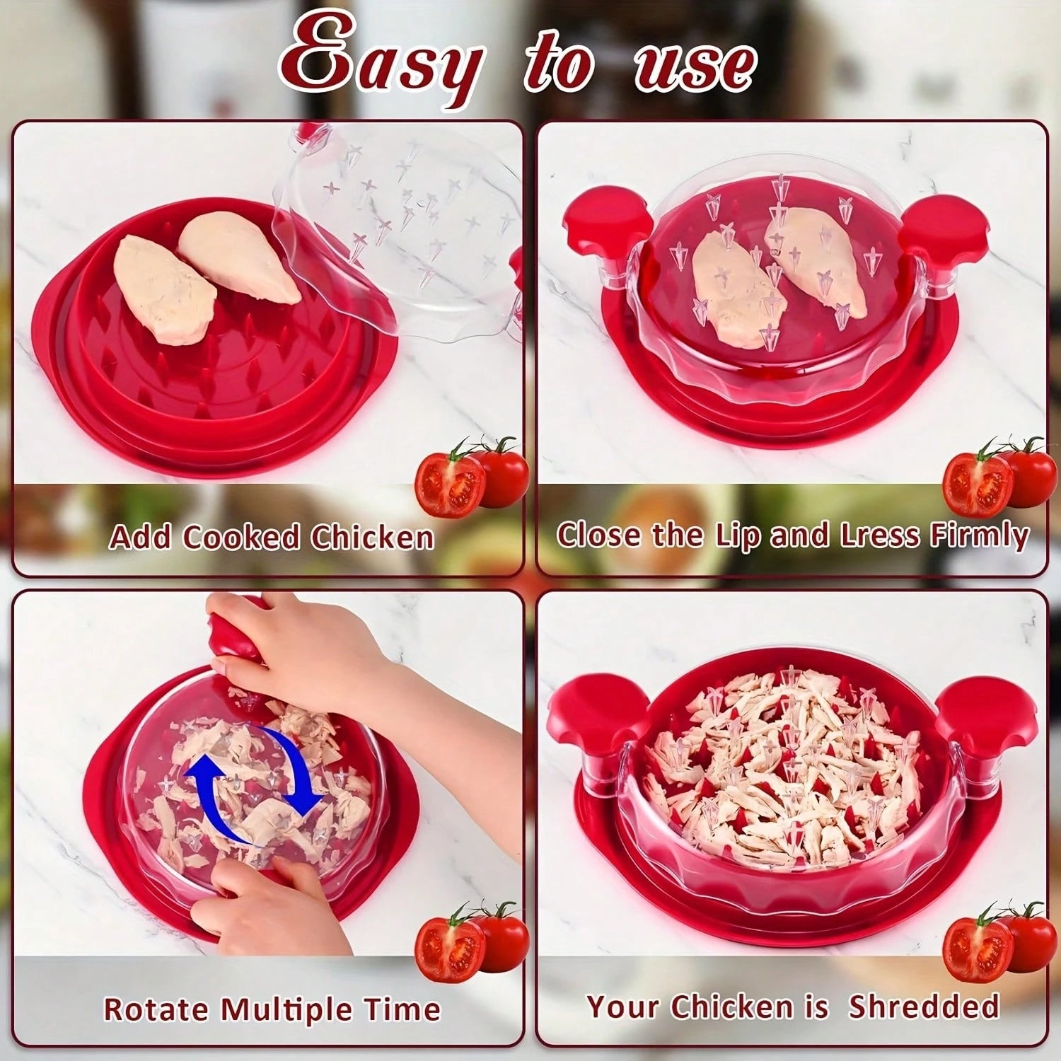 Chicken Shredder Large Chicken Breast Shredder Tool Twist With Anti-Slip Strip, Ergonomic Handle, Meat Shredder Tool Chicken Shredder Tool Twist With Heat Resistant Tong And Cleaning Brush