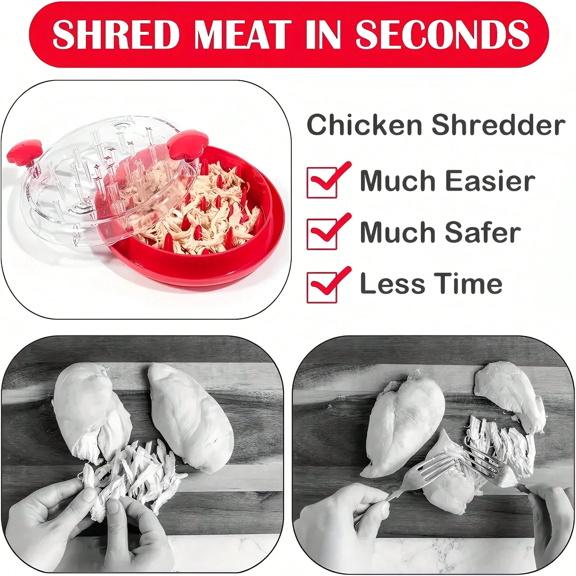 Chicken Shredder Large Chicken Breast Shredder Tool Twist With Anti-Slip Strip, Ergonomic Handle, Meat Shredder Tool Chicken Shredder Tool Twist With Heat Resistant Tong And Cleaning Brush