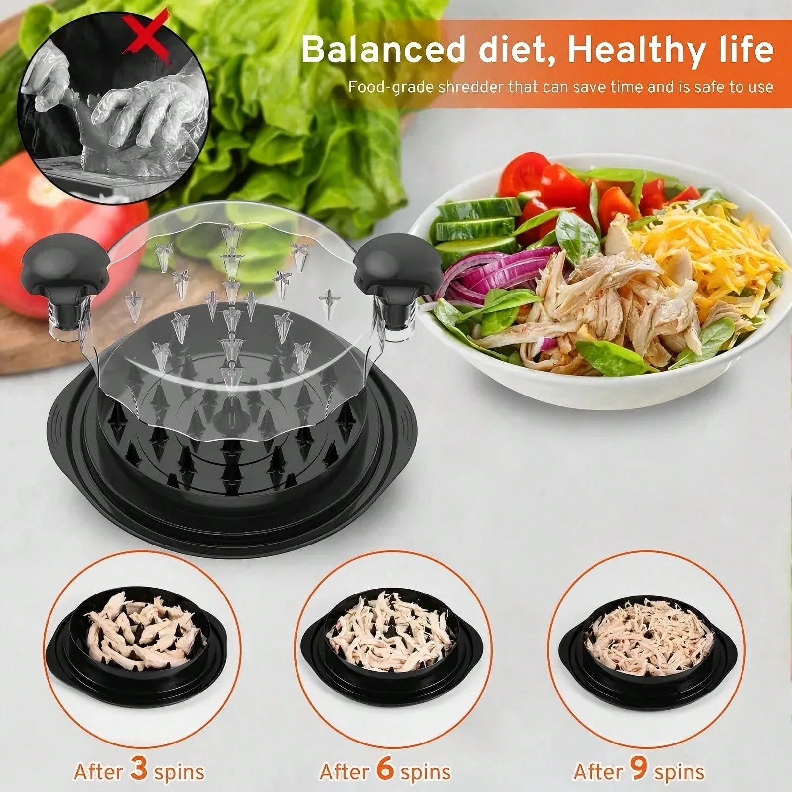 Chicken Shredder Large Chicken Breast Shredder Tool Twist With Anti-Slip Strip, Ergonomic Handle, Meat Shredder Tool Chicken Shredder Tool Twist With Heat Resistant Tong And Cleaning Brush
