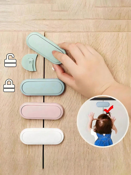Child Cabinet Lock, No-Drill Fridge & Cabinet Door Lock With Finger Pinch Protection, Strong Adhesive Lock For Cabinets, Drawers And Refrigerator