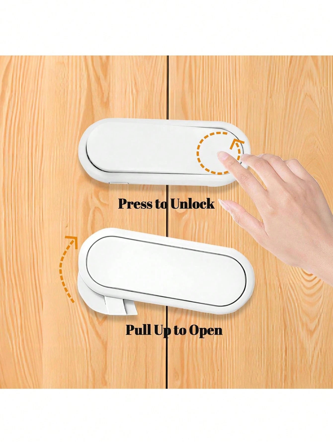 Child Cabinet Lock, No-Drill Fridge & Cabinet Door Lock With Finger Pinch Protection, Strong Adhesive Lock For Cabinets, Drawers And Refrigerator