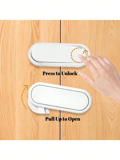 Child Cabinet Lock, No-Drill Fridge & Cabinet Door Lock With Finger Pinch Protection, Strong Adhesive Lock For Cabinets, Drawers And Refrigerator