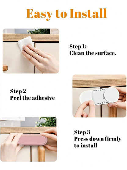 Child Cabinet Lock, No-Drill Fridge & Cabinet Door Lock With Finger Pinch Protection, Strong Adhesive Lock For Cabinets, Drawers And Refrigerator