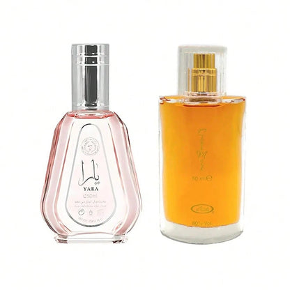 Choco Musk 1.65 Fl Oz & Yara 1.7 Fl Oz EDP Perfume Sprays (Bundle), Fragrance, Perfume, Unisex, Long Lasting, Parfum, Scent, Notes, Signature, Luxury, Gift, Collection, Classic, Set, Original, Eau De