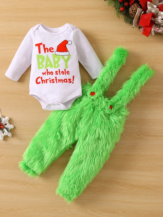 Christmas Baby Boy Girl Outfit Infant The Baby Who Christmas Outfit Romper Furry Suspender Pants Xmas Gifts