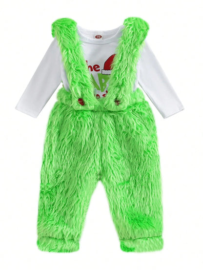 Christmas Baby Boy Girl Outfit Infant The Baby Who Christmas Outfit Romper Furry Suspender Pants Xmas Gifts