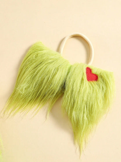 Christmas Baby Costumes Baby Girl Outfit Furry Sleeveless Romper Headband Leg Warmer Green Monster Cosplay Costume