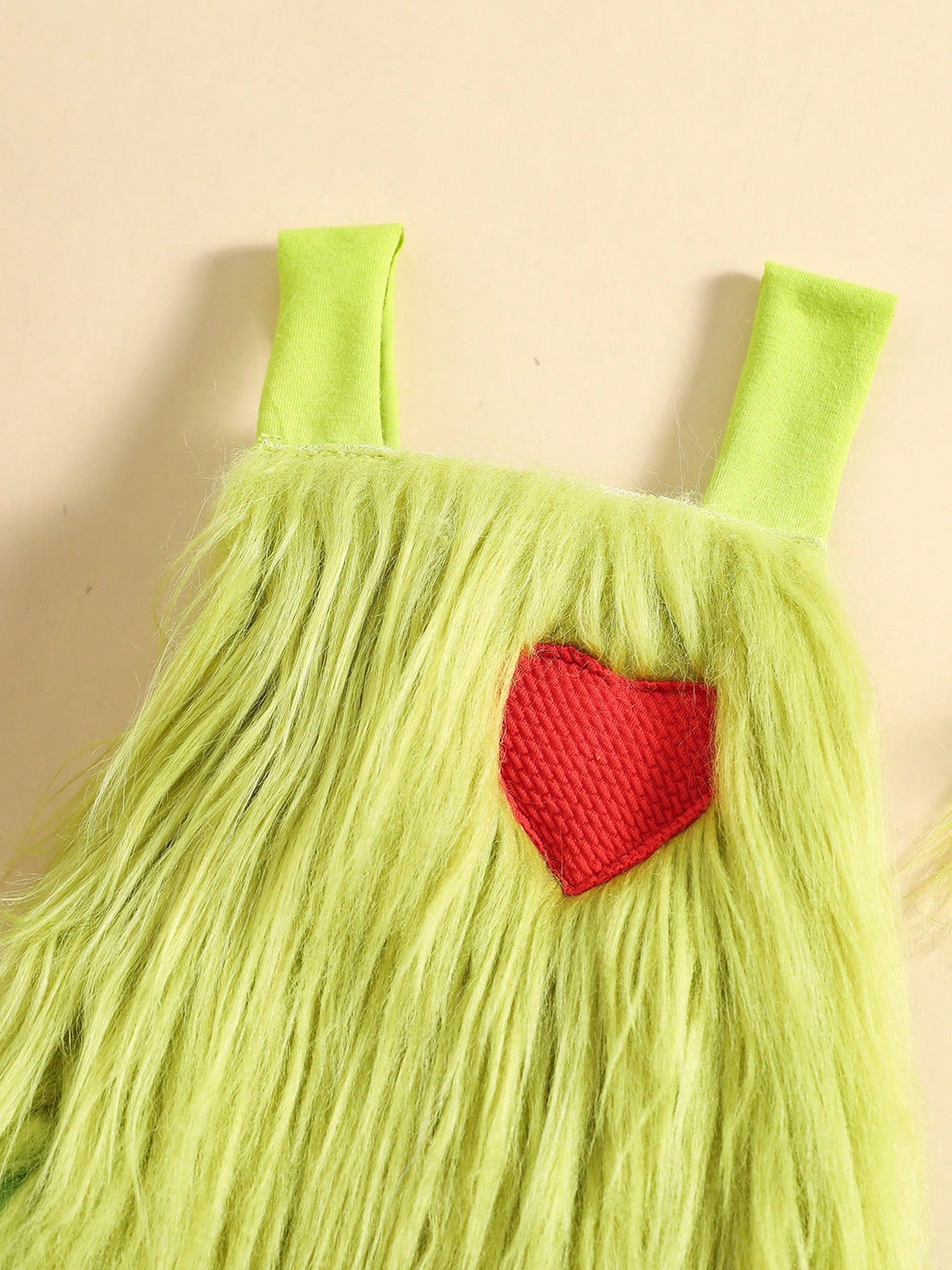 Christmas Baby Costumes Baby Girl Outfit Furry Sleeveless Romper Headband Leg Warmer Green Monster Cosplay Costume