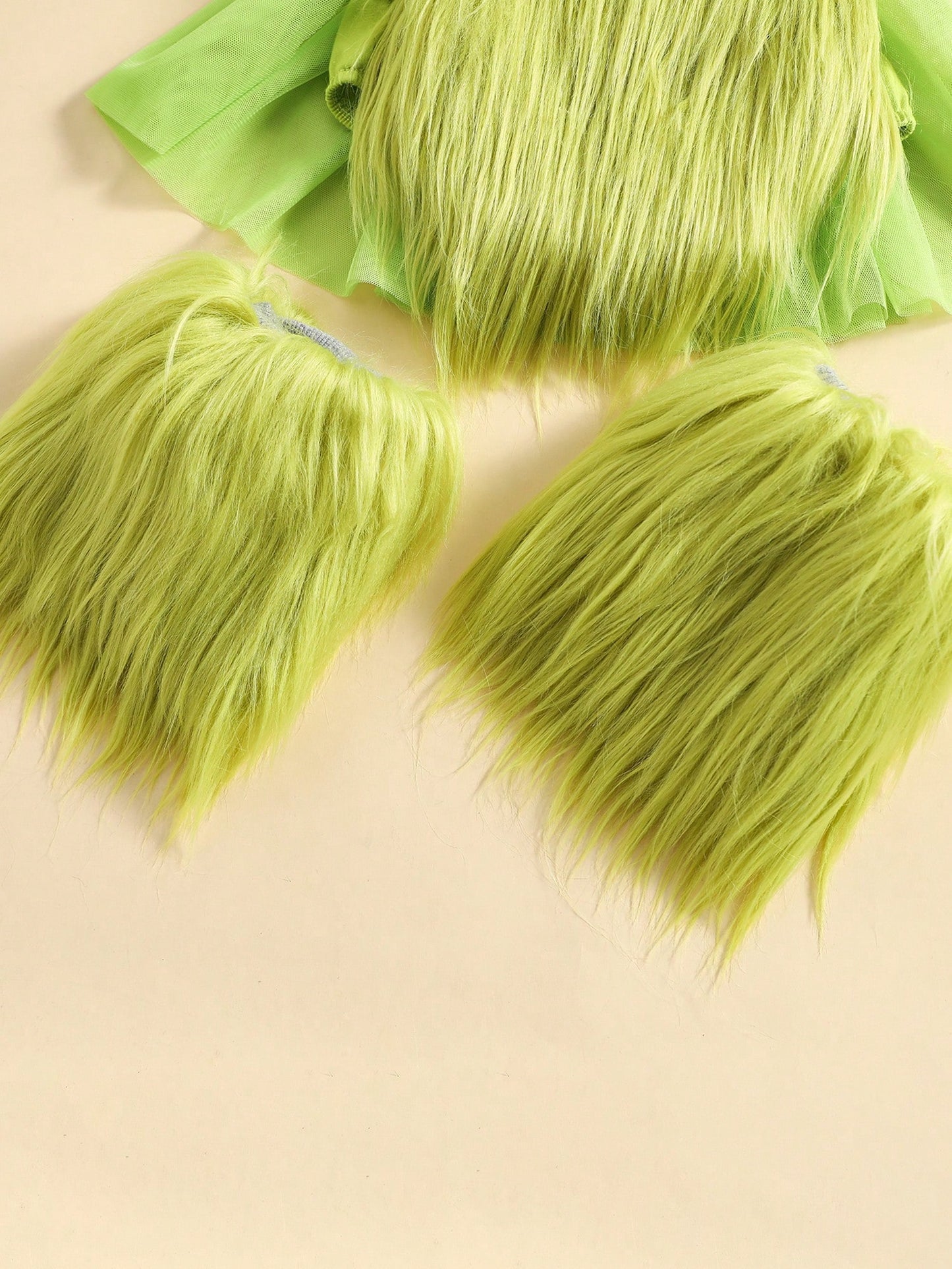 Christmas Baby Costumes Baby Girl Outfit Furry Sleeveless Romper Headband Leg Warmer Green Monster Cosplay Costume