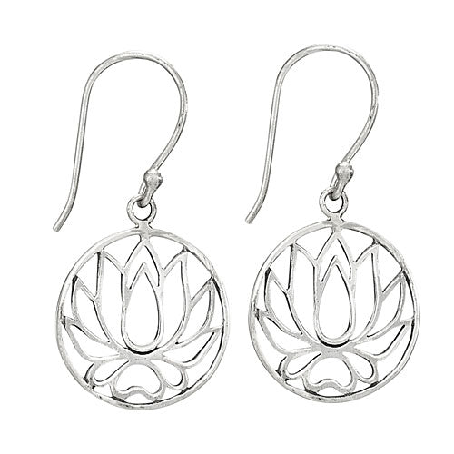Circle Lotus Silver Earring