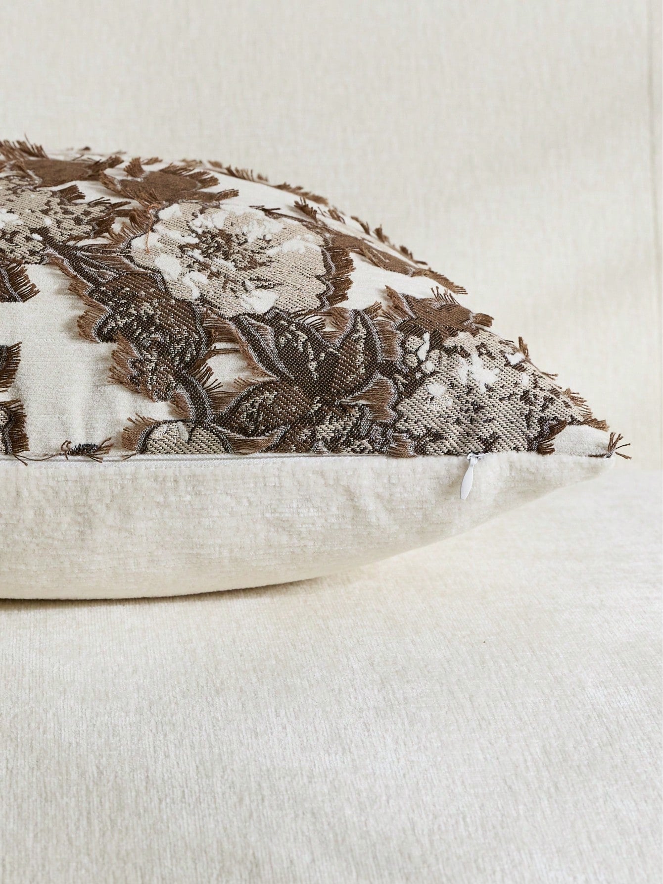 Cirelle 1pc/2pcs Brown Floral Throw Pillow Cover, Textured Jacquard Cushion Case, Coffee & Cream Vintage Decorative Pillow Shell For Couch Sofa Bedroom Living Room Home Decor (No Insert)